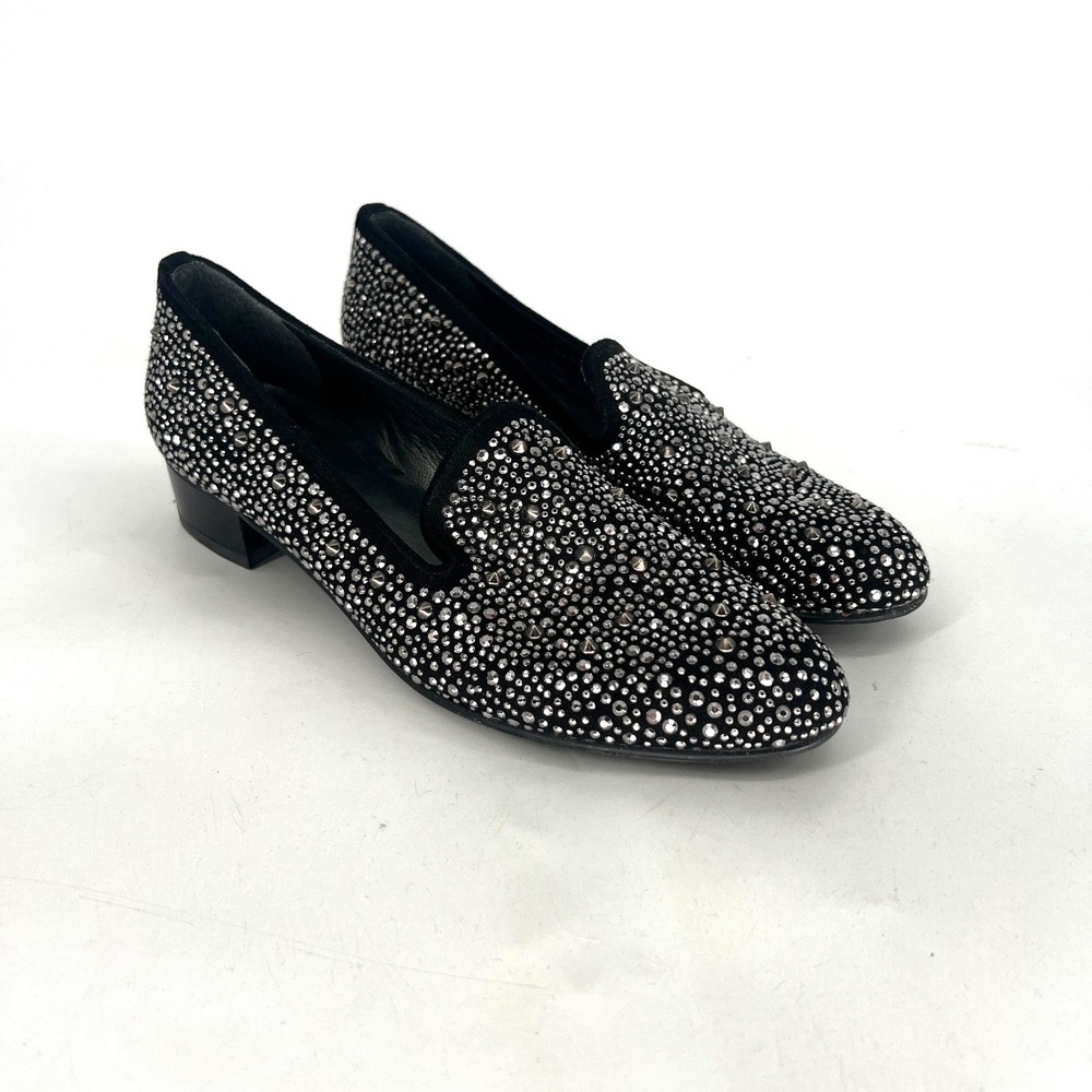 Stuart Weitzman Studded Loafers Womens 7 Slip On Rock Retro Sparkle Party